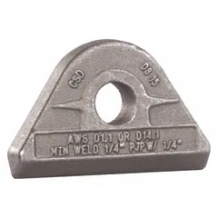 This weld-on pad eye is a carbon steel lifting point with a working load limit of 4,000 lb and an 11/16 in mounting hole diameter. It is designed to be welded onto equipment or structures to provide a secure attachment point for slings, hooks, or chains in rigging and material handling applications.