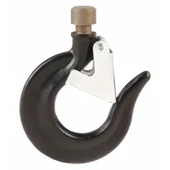 Bottom hook for hoists used in overhead lifting systems to attach and suspend loads. Suitable for material handling applications in manufacturing, warehousing, and construction environments.