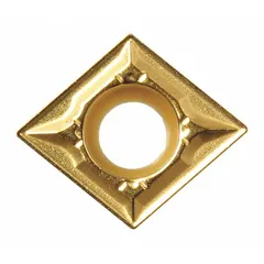 Diamond indexable turning insert for precision machining of non-ferrous materials, composites, and abrasive alloys. Used in turning, facing, and profiling operations to achieve fine surface finishes.