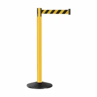 RETRACTA-BELT Barrier Post with Belt: Black/Yellow, Diagonal Stripe, No Legend, 9 ft Belt Lg, Yellow (MPN P101YA-BYD9)