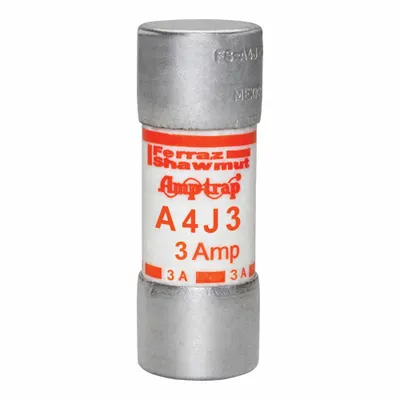 MERSEN Fuse: A4J Series, Class J, Cylindrical Body, Fast-Acting, 3 A, 600 V AC - Fast-Acting Cylindrical Fuses