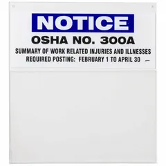 Wall-mount safety board for displaying notices, safety instructions, or compliance documents. Overall height 15 1/4 in, overall width 13 5/8 in. Includes mounting hardware for straightforward installation.