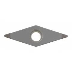 Diamond indexable turning insert for precision machining of non-ferrous materials. Used in turning, boring, and facing operations to achieve high surface finish.