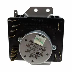 OEM replacement dryer timer for controlling drying cycles in compatible laundry equipment. Manages cycle duration and sequencing to regulate heating and tumbling functions. Suitable for residential and commercial dryers requiring a standard timer mechanism.