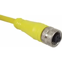 Cordset: 1/2"-20 Female Straight x Bare Wire, 3 Pins, Yellow, PVC, 2 m Cable Lg, 4 A Max Current (A) (MPN E18212)