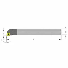 Indexable boring bar for precision internal turning and boring operations. Designed for use with replaceable cutting inserts, enabling efficient hole enlargement and finishing in metalworking applications.