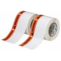 Pre-Cut Label Stock Roll: Advertencia, WARNING Header, 4 in x 4 in, 4 in, Polyester, White (MPN THTEL-161-483-1-AV)