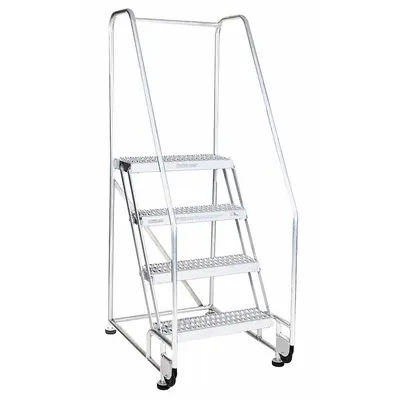 COTTERMAN Rolling Ladder: 2.5 ft Platform Ht, Assembled, Aluminum - Aluminum Easy Tilt-&-Roll Ladders