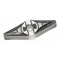 Diamond indexable turning insert for precision turning operations on hard materials. Provides wear resistance and thermal conductivity for machining applications requiring fine surface finishes.