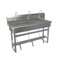 SANI-LAV Wash Station: 45 in Overall Ht, 57 in Bowl Lg, 8 in Bowl Dp, 0.5 gpm Flow Rate, 16 ga (MPN 56F1-0.5)