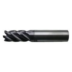 Carbide square end mill with 5 flutes, 5/8" mill diameter, 3/4" length of cut, and 3" overall length. Designed for fast cutting in ferrous materials. Used for milling slots, pockets, and profiles in metalworking.