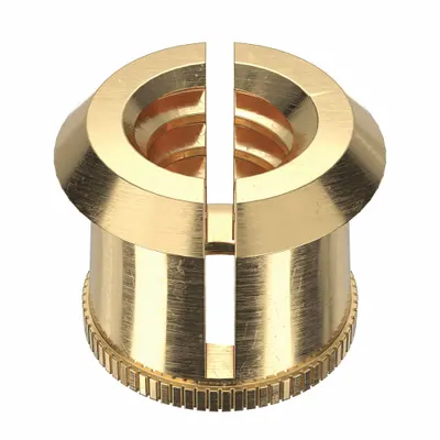 E-Z-LOK Finsert: #6-32 Thread Size, 3/16 in Overall Lg, 13/64 in Dia, Brass, Plain - Finned Press Fit-Inserts