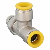 PARKER Push-Fit Tee Fitting: 12 mm OD x 12 mm OD x 1/4 in Pipe Size, Brass, 29 5/32 mm Overall Lg (MPN 171PLP-12M-4G)