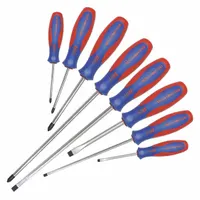 WESTWARD Magnetized Tip Screwdriver Set: 1-10 Pieces, 8 Pieces, Phillips/Slotted Tip, Ergonomic Grip (MPN 401L79)