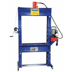 This electric H-frame hydraulic press delivers 55 tons of pressing force and operates on 120V AC. It is suited for heavy-duty pressing, bending, straightening, and assembly tasks in industrial maintenance and fabrication environments.