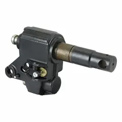 This hydraulic pump is a replacement part for pallet jacks, specifically designed for model 54YG30A. Constructed from steel with a black finish, it provides the hydraulic force needed to lift and lower loads in material handling applications.