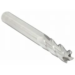 This carbide square end mill is designed for high-speed machining of aluminum and non-ferrous materials. Its 4-flute geometry and 3/8" diameter provide efficient chip evacuation and smooth finishes in milling applications. Suitable for general fabrication and industrial machining operations.