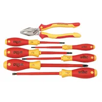 WIHA Electricians Tool Kit: Insulated, 7 Total Pcs, Drivers and Bits/Pliers (MPN 32858)