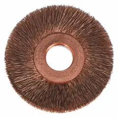 This 6-inch wire brush is a power tool accessory for cleaning, deburring, and surface preparation on metal, masonry, and other materials. It is designed for use with compatible power tools.