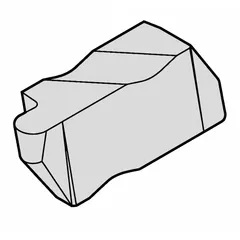 Indexable insert for parting and grooving operations on lathes and turning centers. Designed for cutting grooves and separating workpieces in metalworking applications.