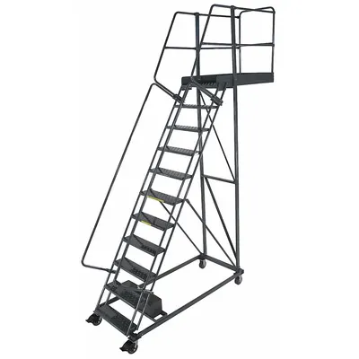 BALLYMORE Rolling Cantilever Ladder: 9.2 ft Platform Ht, Unassembled, Locking Casters - Unsupported Cantilever Ladders