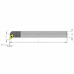 Indexable boring bar for internal machining operations including boring, turning, and facing. Designed for use with indexable inserts to achieve precise hole dimensions and surface finishes in metalworking applications.