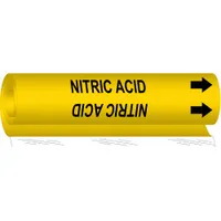 Pipe Marker: Nitric Acid, Yellow, Black, Fits 1/2 to 1 3/8 in Pipe O.D., 1 Pipe Markers, With Arrows (MPN 5727-O)