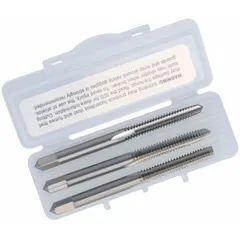This set includes taper, plug, and bottoming taps for creating #6-32 UNC internal threads by hand. Made from high-speed steel with H3/2B tolerance and 3-flute design, it is suited for threading in metal and other materials in maintenance, repair, and production applications.