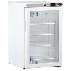 This controlled room temperature cabinet maintains a stable 20°C to 25°C environment for temperature-sensitive materials. It operates on 115 V and includes four adjustable shelves for organized storage. The right hinge door provides convenient access. Overall dimensions are 17 3/4 in width and 19 1/2 in depth.
