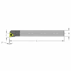 This right-hand indexable boring bar is designed for precision internal turning and boring operations in metalworking. It is used for accurate hole enlargement and finishing in general machining applications.