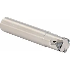 This indexable square-shoulder end mill features a standard length shank and a 90-degree cutting angle. It is designed for milling square shoulders, slots, and profiling operations in metalworking. The tool uses replaceable inserts to maintain consistent cutting performance.