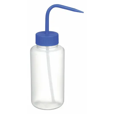 DYNALON Wash Bottle: 500 mL, No Imprinting, Blue, Wide, Std Spout Spout, Colorless - Wide Mouthed Standard Spout Wash Bottles