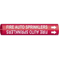 Pipe Marker: Fire Auto Sprinklers, Red, White, Fits 3/4 to 1 3/8 in Pipe O.D., 1 Pipe Markers (MPN 4059-A)