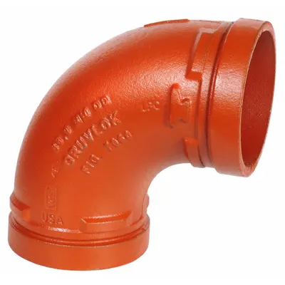 GRUVLOK 90° Grooved Pipe Elbow, 10 in x 10 in, Ductile Iron, 300 psi @ 150° F - Grooved Pipe Fittings