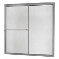 FOREMOST Tub Door: Framed, 58 in Overall Ht, Rain Tempered Glass, 3/16 in Glass Thick, Silver (MPN TDST6058-RN-SV)