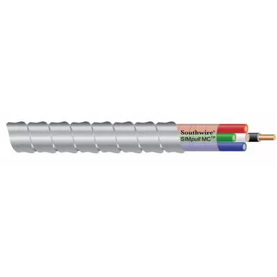 SOUTHWIRE Metal Clad Cable: 12 AWG, 2 Conductors, Copper, 50 ft, Aluminum, Low-Profile - Low-Profile Metal-Clad Cables