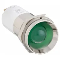 APPROVED VENDOR Protruding Panel Light: 16 mm Panel Mounting Hole Dia, LED, Green, Protruding Head