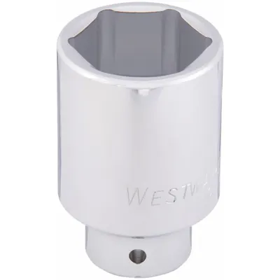WESTWARD Socket: Metric, 3/4 in Drive Size, 60 mm Socket Size, 6-Point, Deep, Chrome - 3/4" Drive Hand Sockets
