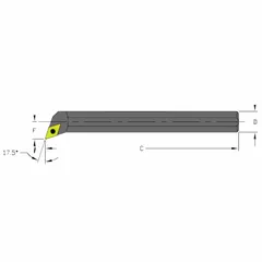 Indexable boring bar for precision internal turning and boring operations. Accepts replaceable cutting inserts for efficient material removal in hole enlargement and finishing applications.
