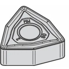 Trigon (W) indexable turning insert with 80° diamond shape, 3/8 in. inscribed circle, and 3/16 in. thickness. MW grade is optimized for medium machining of steel and cast iron. Used for general turning, facing, and profiling operations.