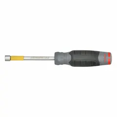 This Proto standard nut driver features a solid round shaft and round handle, designed for driving hex nuts and screws in industrial maintenance, assembly, and repair tasks. The non-magnetized tip is suitable for applications where attraction of metal debris must be avoided. SAE sizing.