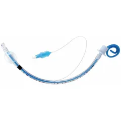 This MEDSOURCE endotracheal tube is a sterile, single-use PVC airway device with a cuffed 8 mm diameter. It is designed to secure the airway and facilitate mechanical ventilation during anesthesia, emergency care, or critical care. The white tube is supplied as a disposable item.