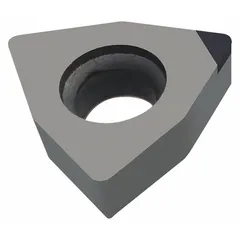 Trigon (W) indexable turning insert with three cutting edges for turning, facing, and profiling operations on metal workpieces. Suitable for general machining applications requiring efficient material removal.