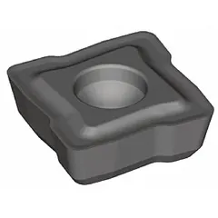 Indexable insert for drilling applications, designed for use in compatible drill bodies. Geometry optimized for chip evacuation and edge strength in metalworking operations on ferrous and non-ferrous materials.