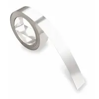 Embosser Label Tape: 1/2 in x 16 ft, Silver, Aluminum, Rhino M1011, Indoor/Outdoor, Non-Adhesive (MPN 31000)