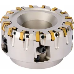 Indexable face mill with MFK style and 70-degree lead angle, designed for face milling operations on ferrous materials. Suitable for roughing and finishing cuts in general metalworking applications.