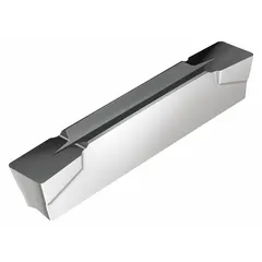 Indexable carbide insert for parting and grooving operations on CNC lathes and automatic screw machines. Used to cut off workpieces or create grooves in turning applications.