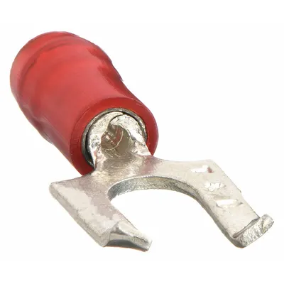 STA-KON Fork Terminals: Red, Nylon, #10 Stud Size, 22 AWG – 16 AWG Wire Range, Flanged Fork - Insulated Fork Terminals