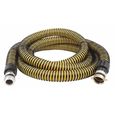 OEM Water Suction Hose: 2 in Hose Inside Dia., 17 psi, Black/Yellow - Polyethylene Water Suction & Discharge Hose Assemblies with Polyethylene Double Helix Reinforcement