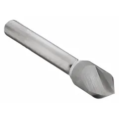 This KEO countersink features a 60° included angle and a single flute for fast, chatter-free cutting. The carbide construction provides long tool life. It is used for creating conical recesses for flat-head screws or deburring holes in metal, plastic, or wood.